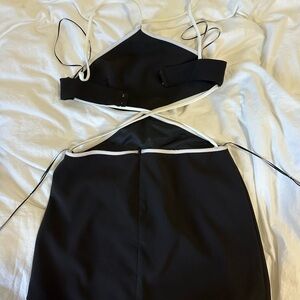 Zara Black and White cutout Dress